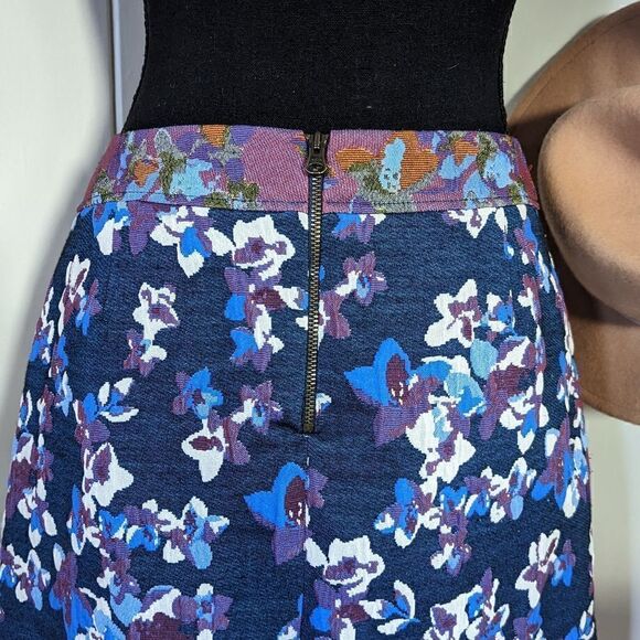 Anthropologie Maeve Cardana Blue Purple White Floral Skirt sz 2 EUC - Picture 8 of 10